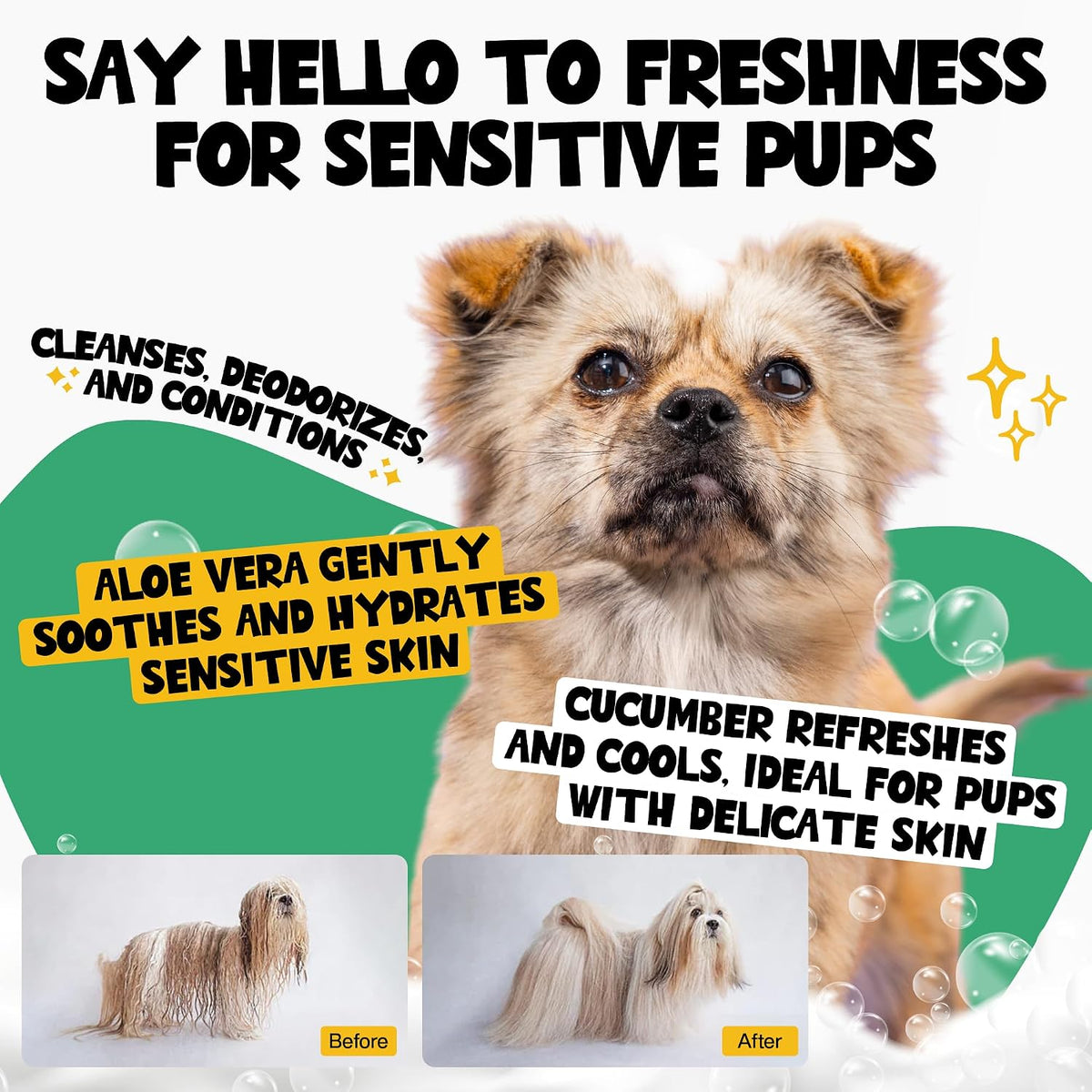 Hypoallergenic dog shampoo for itchy skin relief showing natural aloe vera ingredients