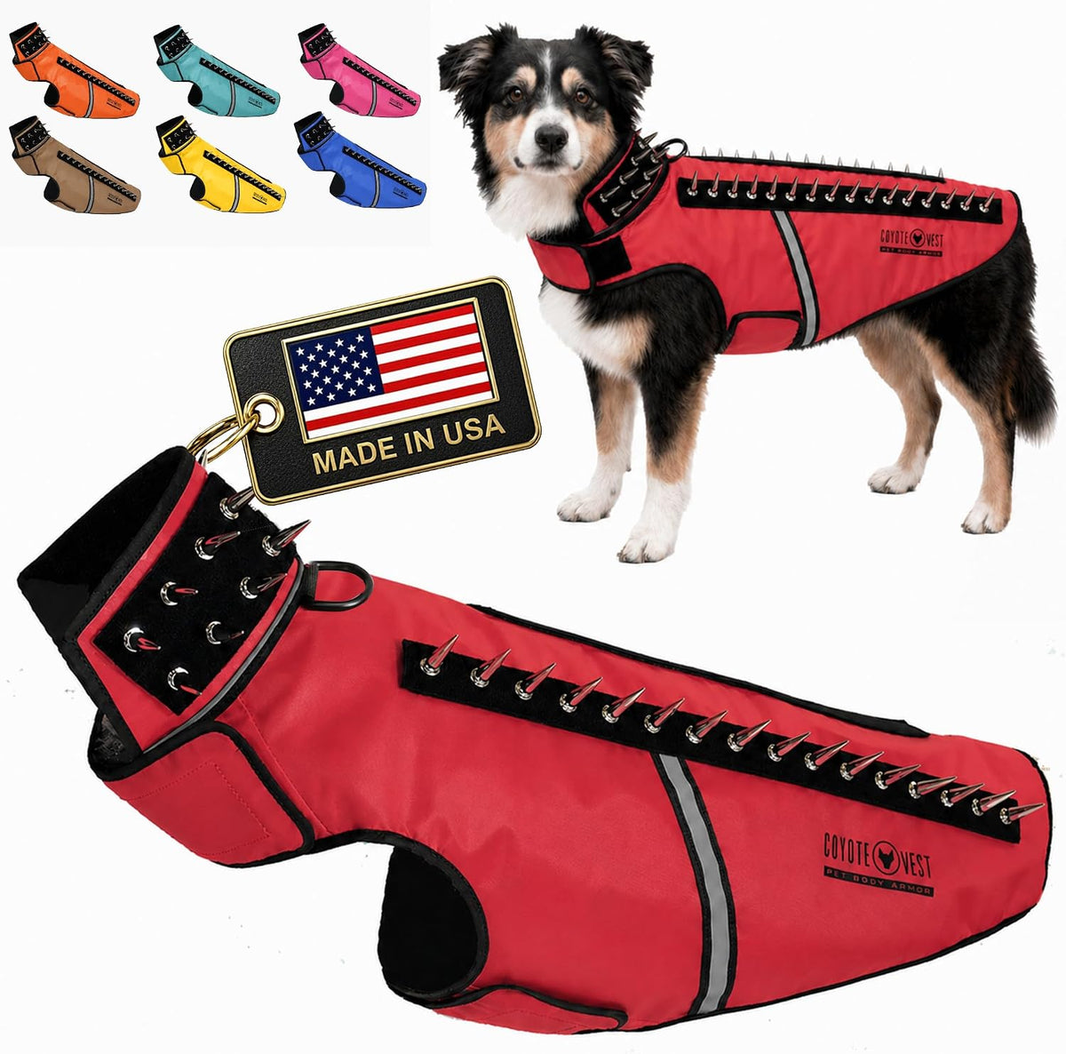 CoyoteVest SpikeVest Dog Harness | Stab-Resistant Protective Vest | Coyote Vest for Dogs | Defends Against Coyotes, Dogs, Birds of Prey | Reflective Safety, Made in USA (S-Neon Pink) - Image 13
