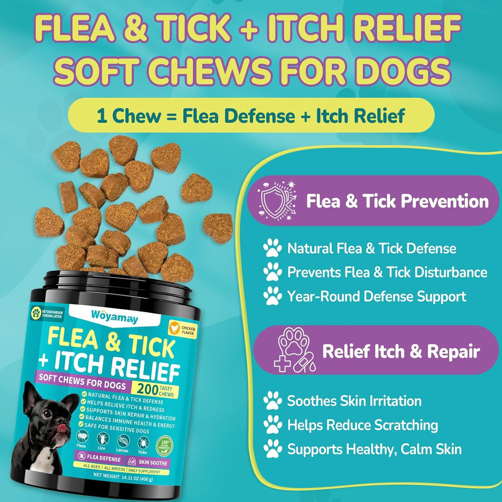 Woyamay dog allergy chews chicken flavor natural skin care supplement