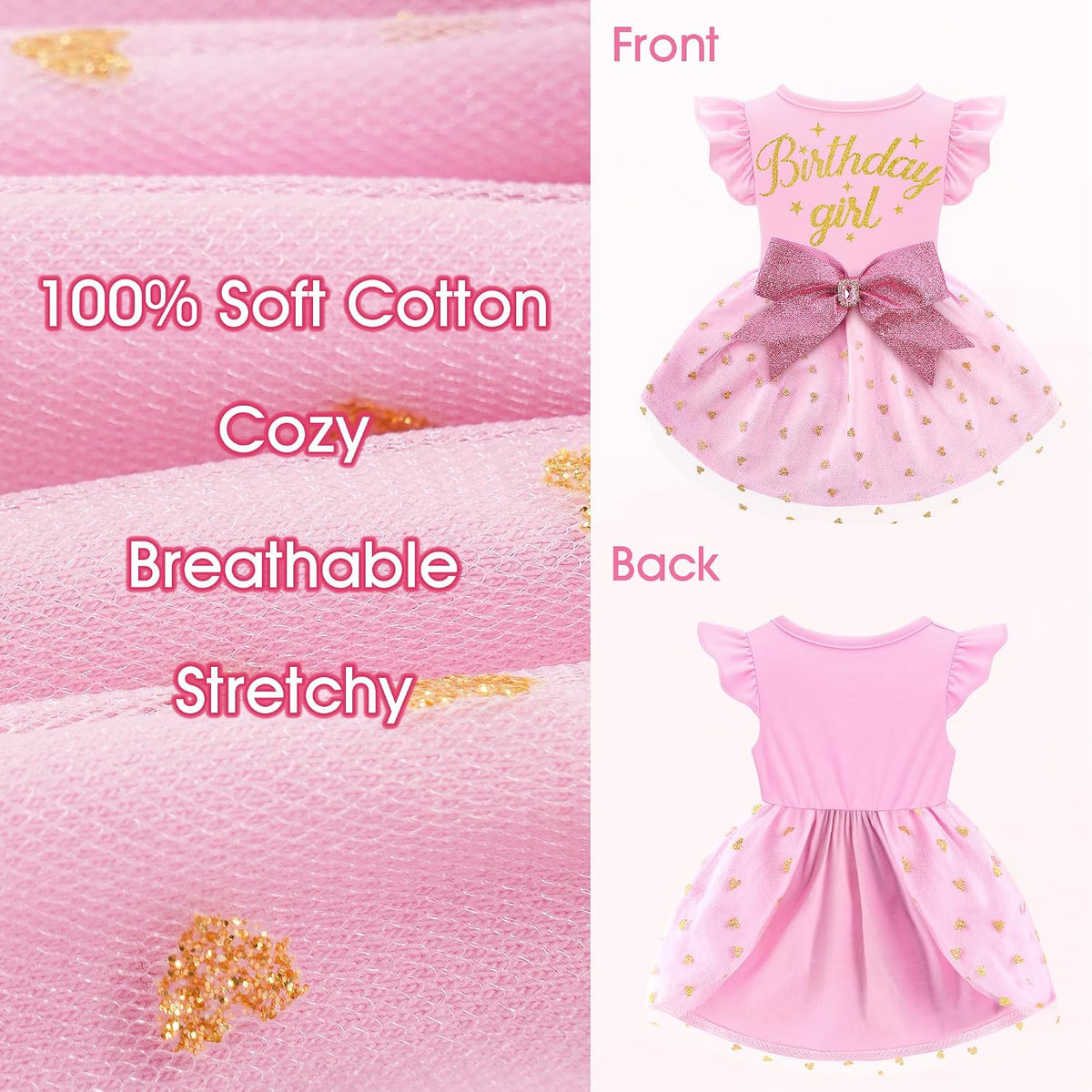 BAOBICUTE ruffle pet dress back view with sparkling bowknot