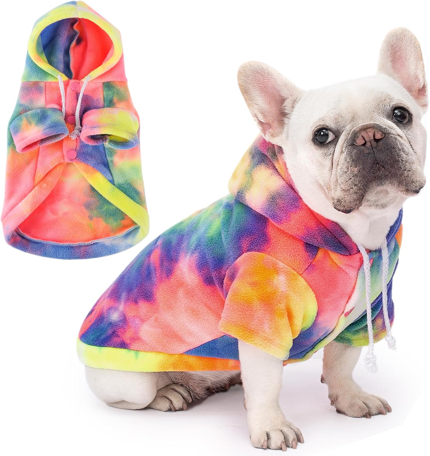 BAOBICUTE dog tie dye hoodie front view cozy winter pet clothes