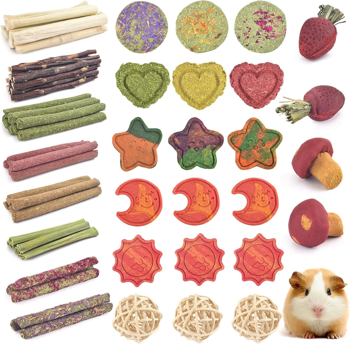 ERKOON imported small pet treat assortment highlighting the non toxic premium quality materials.