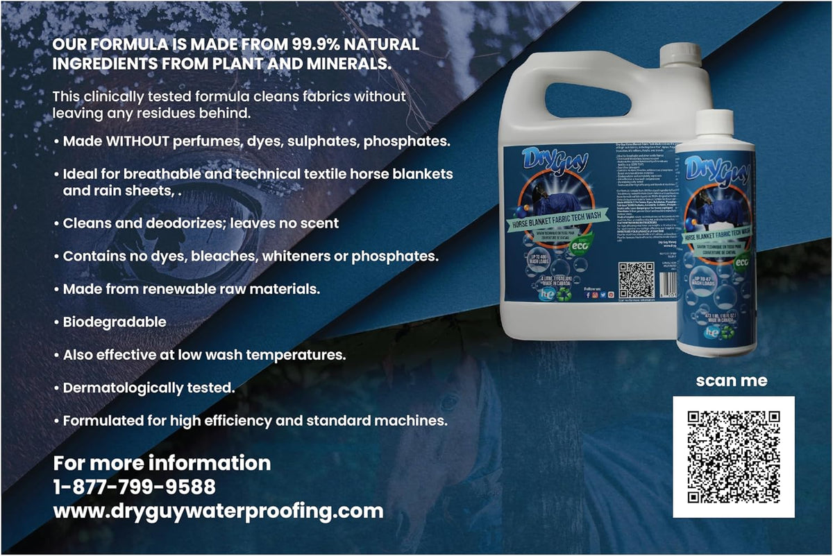 Dry Guy Waterproofing natural plant based horse apparel detergent for sensitive horse skin