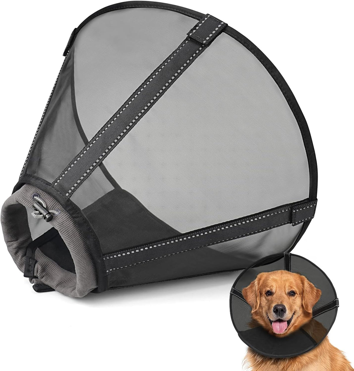 Breathable Mesh Dog Cone Collar for Surgery, Soft Elizabethan Recovery Alternative to Stop Licking,Pet Neck Collar for Large Medium Small Breeds, L - Image 10