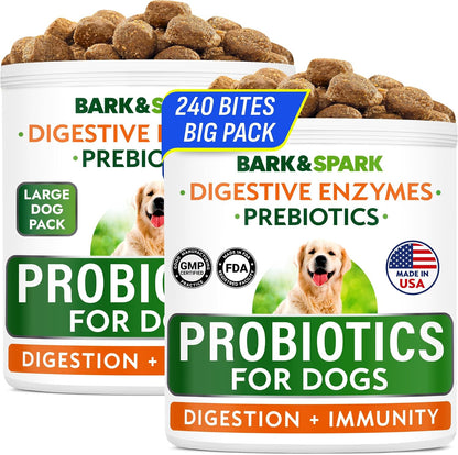 BARK&SPARK Probiotics for Dogs Digestive Health w/Enzymes - Diarrhea Gas Treatment Upset Stomach Relief - Allergy & Itchy Skin - Pet Dogs Probiotics - Digestion Supplement Treat (120Ct Chicken) - Image 10