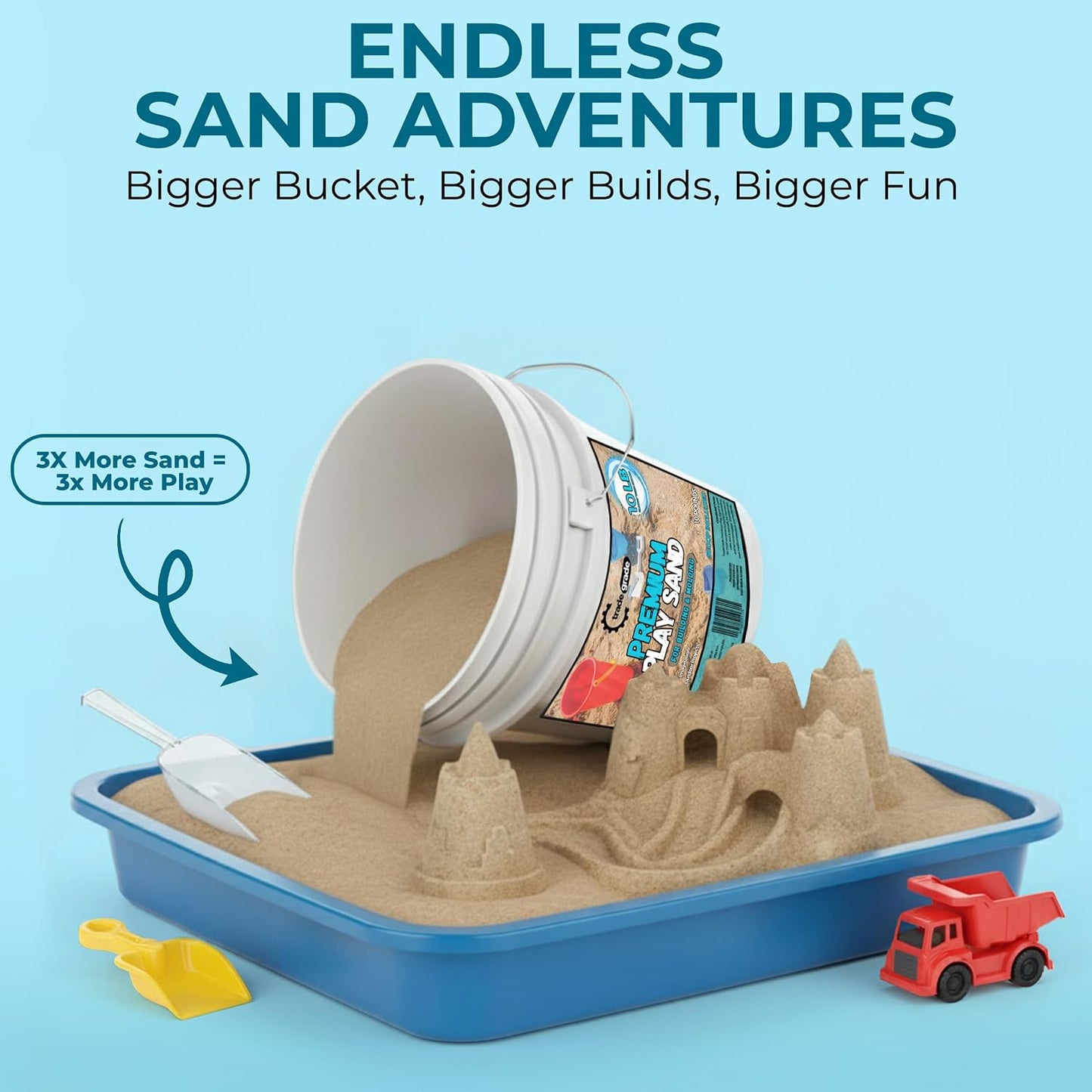 Trade Grade sand bucket open showing natural sand