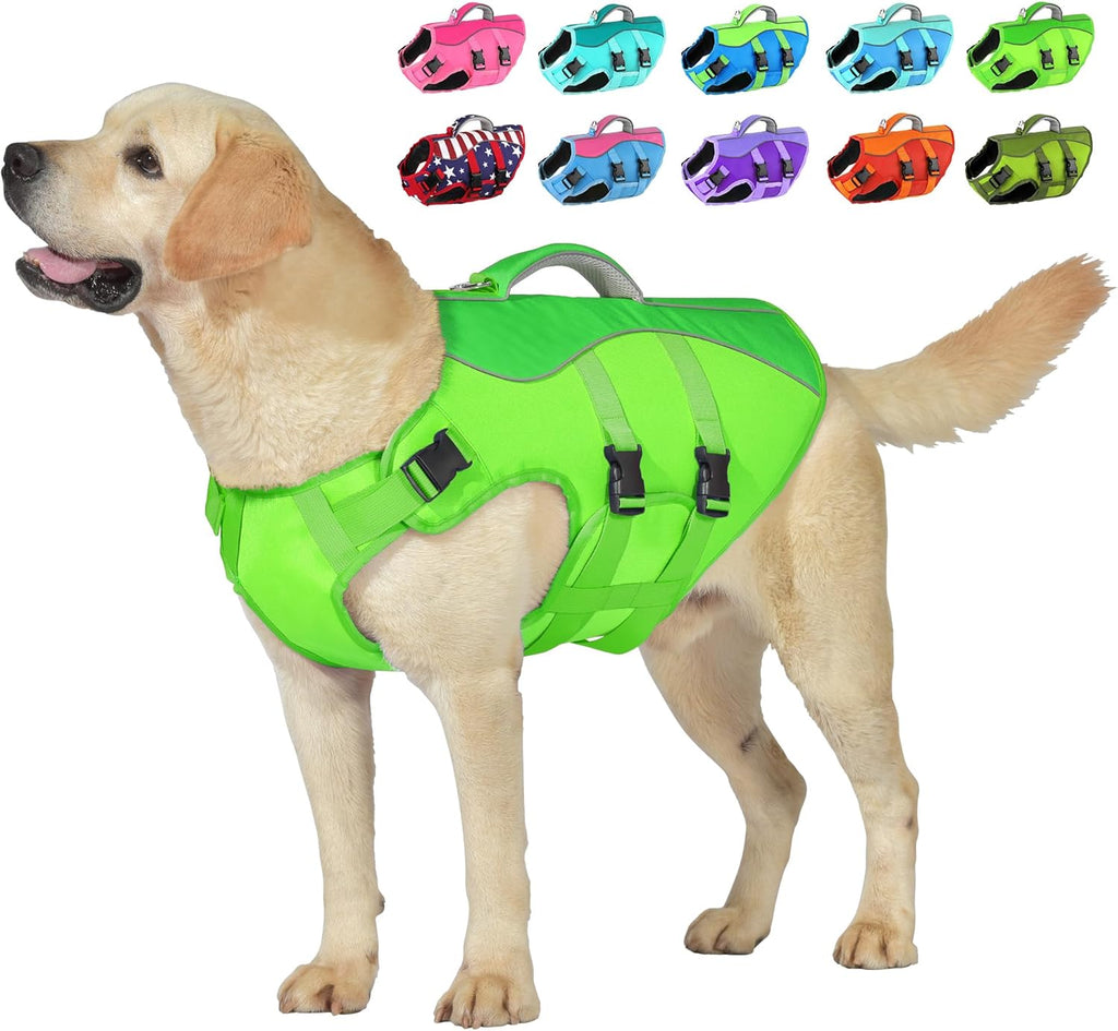 Petglad Dog Life Jacket, High Buoyancy Dog Life Vest with Handle for Swimming Boating, Adjustable Swimming Vest with Reflective Trim for Small Medium Large Dogs - Pink, L - Image 12