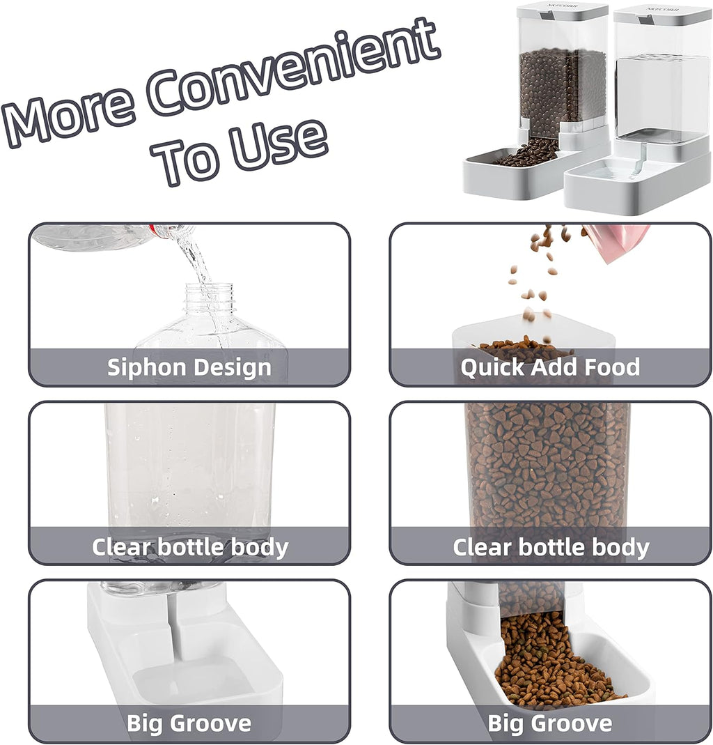 NKECOBJI 3.8 Liters capacity dog food dispenser and automatic cat waterer station in white color