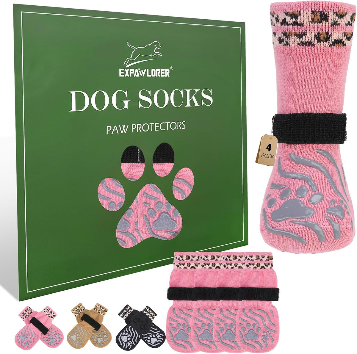 EXPAWLORER Dog Socks for Hot Pavement to Prevent Licking Paws, Non-Slip Dog Grippy Booties Shoes for Hardwood Floors, Traction Control Boots & Paw Protectors for Small Medium Large Senior Dogs BlackXL - Image 11