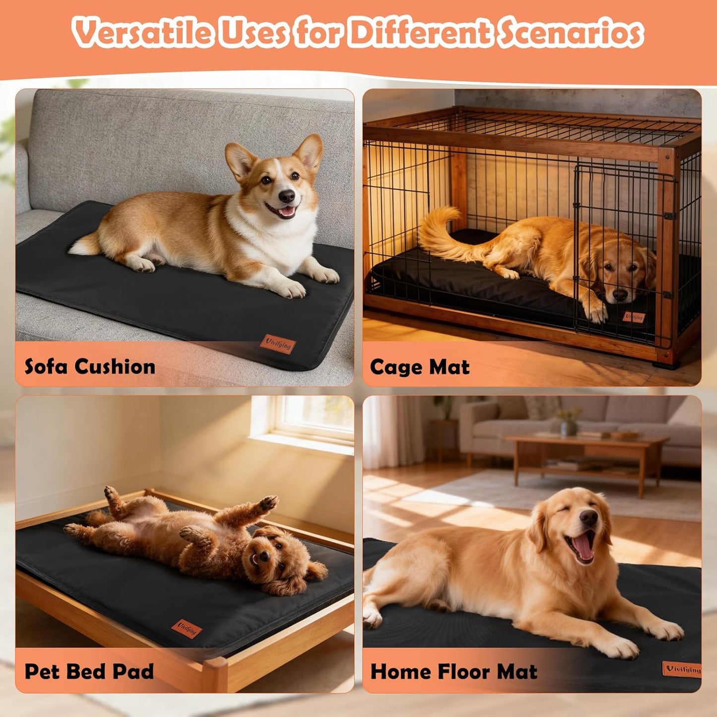 Small dog resting on 35x22 inch Vivifying kennel mat