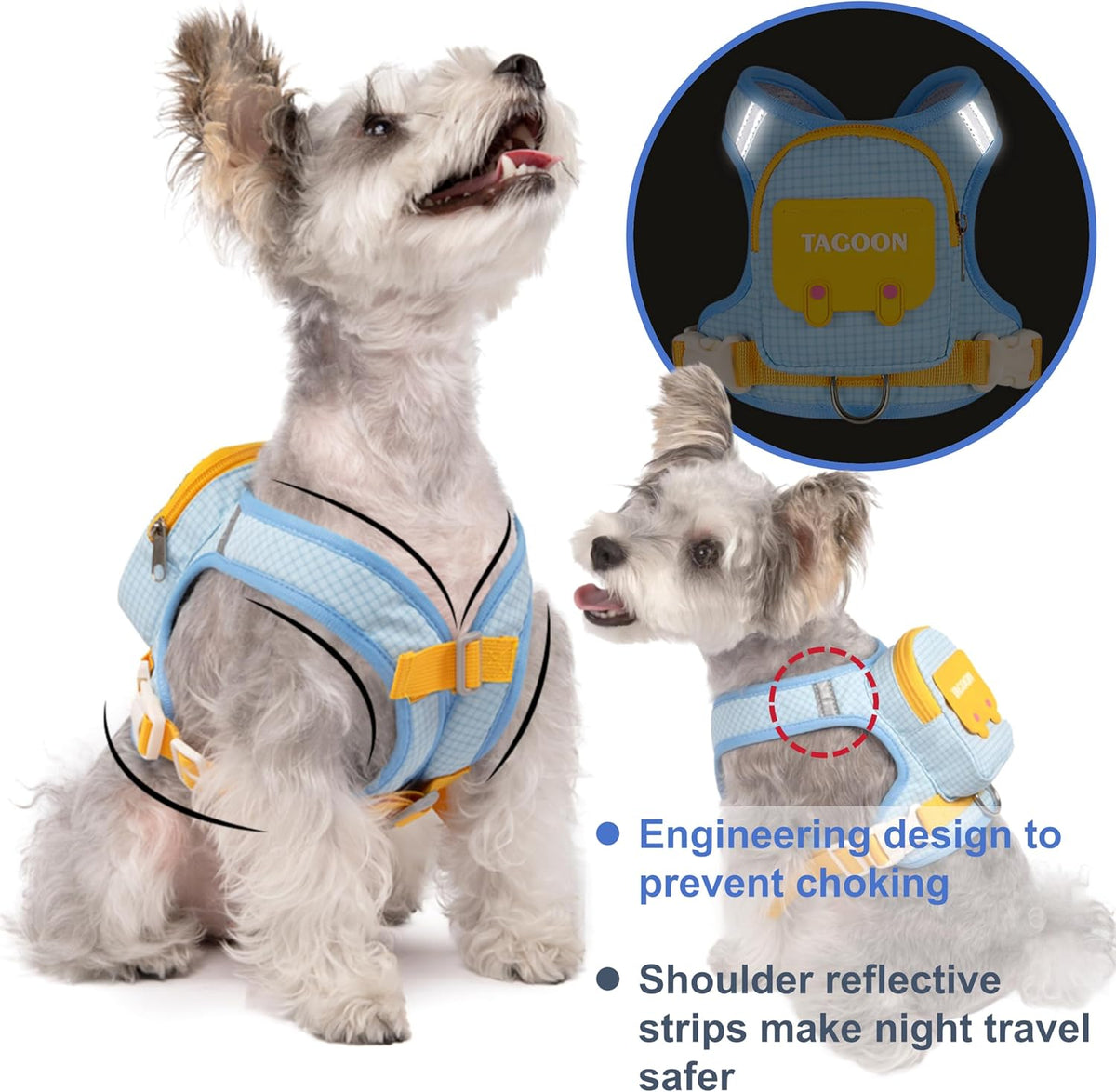 Dhgate adjustable dog chest harness close-up on the premium metal D-ring and secure heavy-duty plastic buckles.