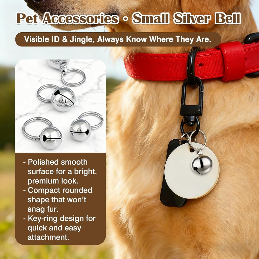 Six small silver pet charm pendants spaced evenly to display compact half inch sizing