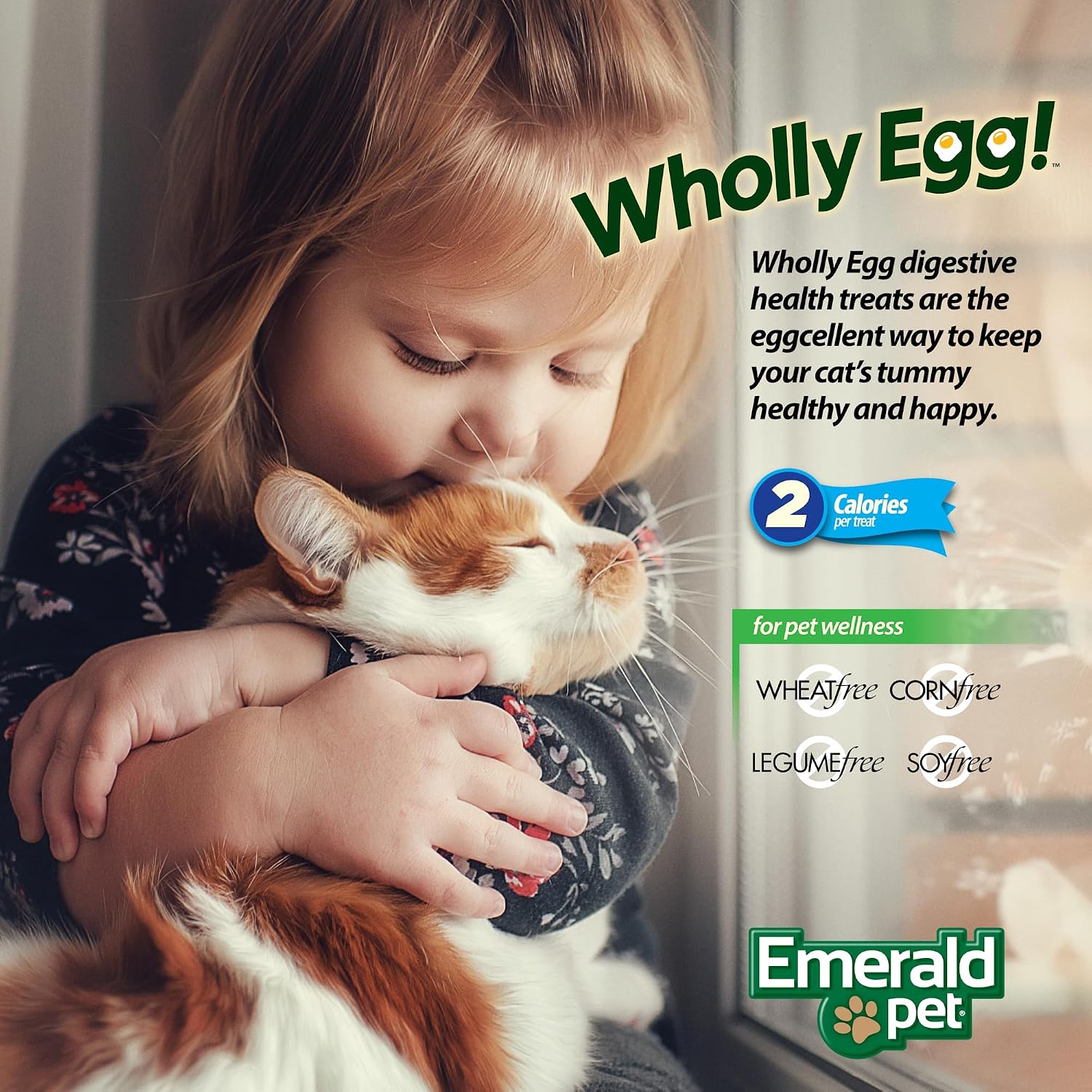 Authentic imported USA Emerald Pet Wholly Egg cat treats packaging texture