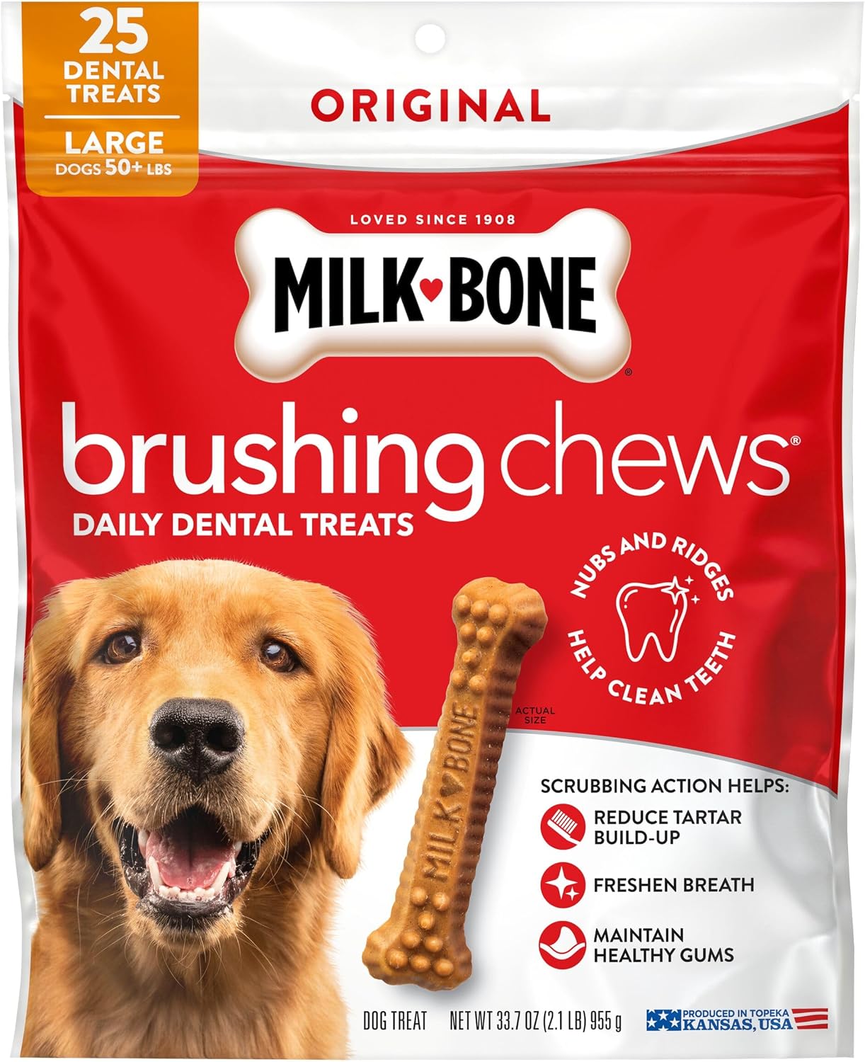 Milk-Bone Brushing Chews Original Chicken Flavor Daily Dental Dog Treats, Large, 33.7 Oz. Bag - Image 9