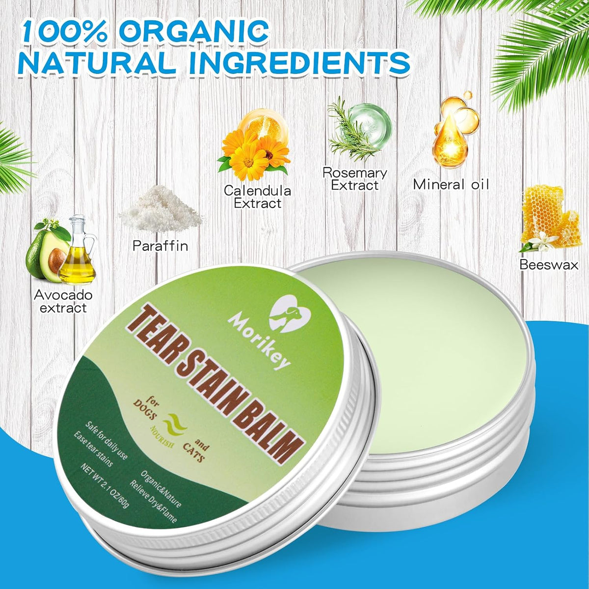 Morikey 100 percent natural plant based balm for pet tear stains