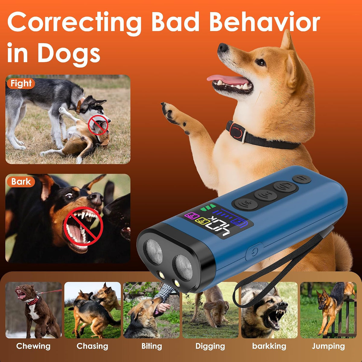 Zuibas anti-barking device showing dual ultrasonic emitters
