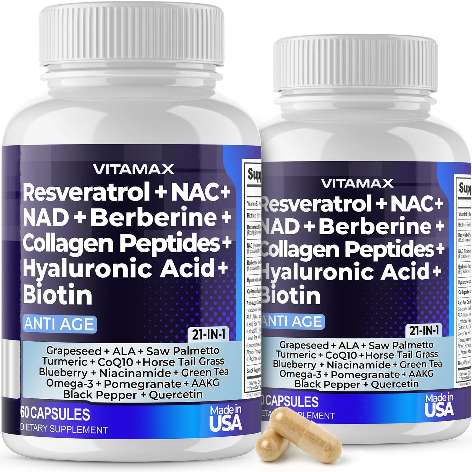 Vitamax Resveratrol NAD+ Berberine bottle front view