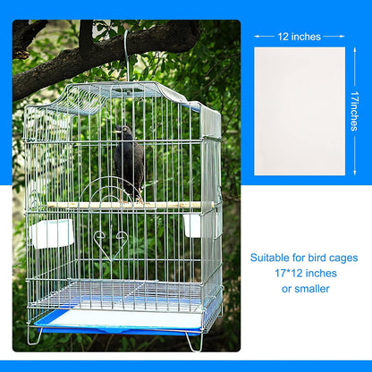 Comparison view of precut liner in a bird cage tray