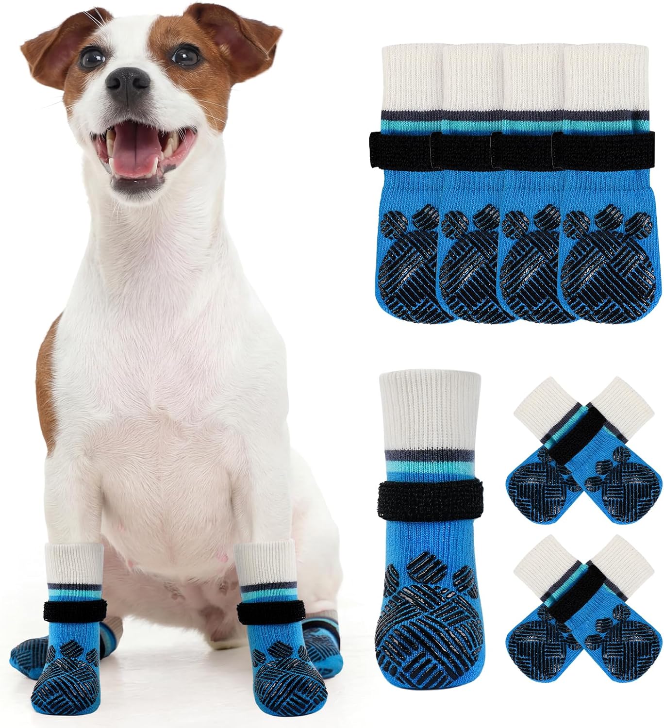 Kuoser Anti Slip Dog Socks to Prevent Licking Paws, Dog Grippy Socks for Hardwood Floors Hot Pavement, 4Pack Traction Control Booties Paw Protectors for Small Medium Large Senior Dogs, Pink XS - Image 11