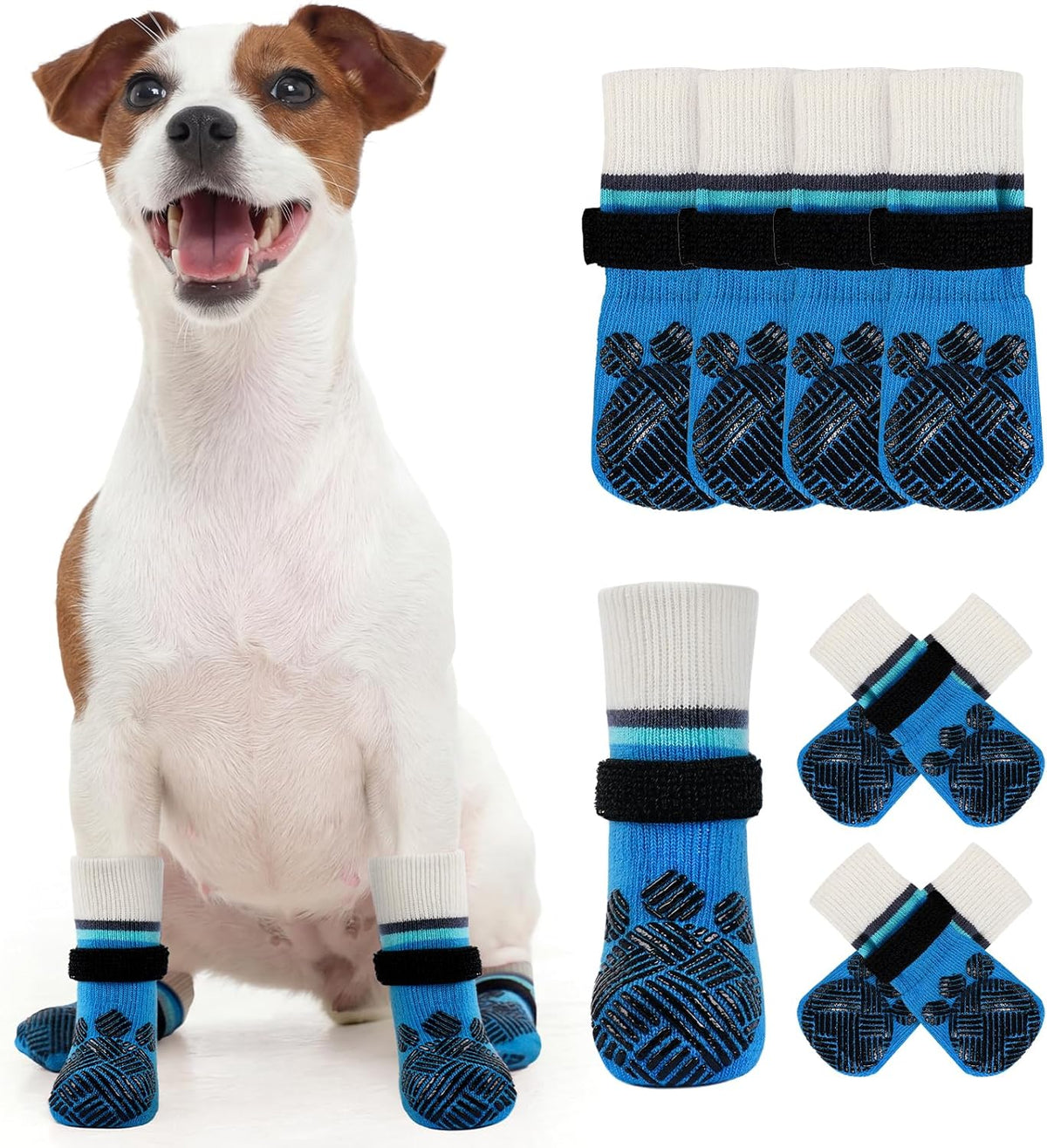 Kuoser Anti Slip Dog Socks to Prevent Licking Paws, Dog Grippy Socks for Hardwood Floors Hot Pavement, 4Pack Traction Control Booties Paw Protectors for Small Medium Large Senior Dogs, Pink XS - Image 11