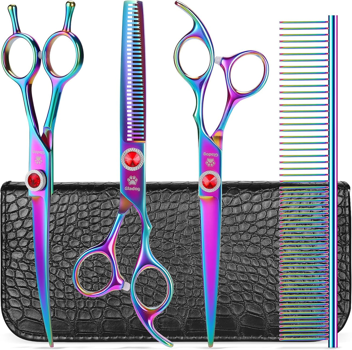 GLADOG Professional 5 in 1 Dog Grooming Scissors Set with Safety Round Tips, Sharp and Heavy-duty Pet Grooming Shears for Cats - Image 9