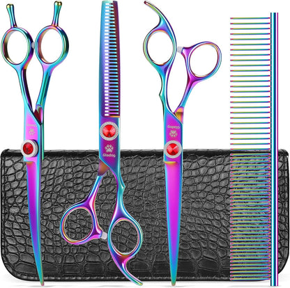 GLADOG Professional 5 in 1 Dog Grooming Scissors Set with Safety Round Tips, Sharp and Heavy-duty Pet Grooming Shears for Cats - Image 9