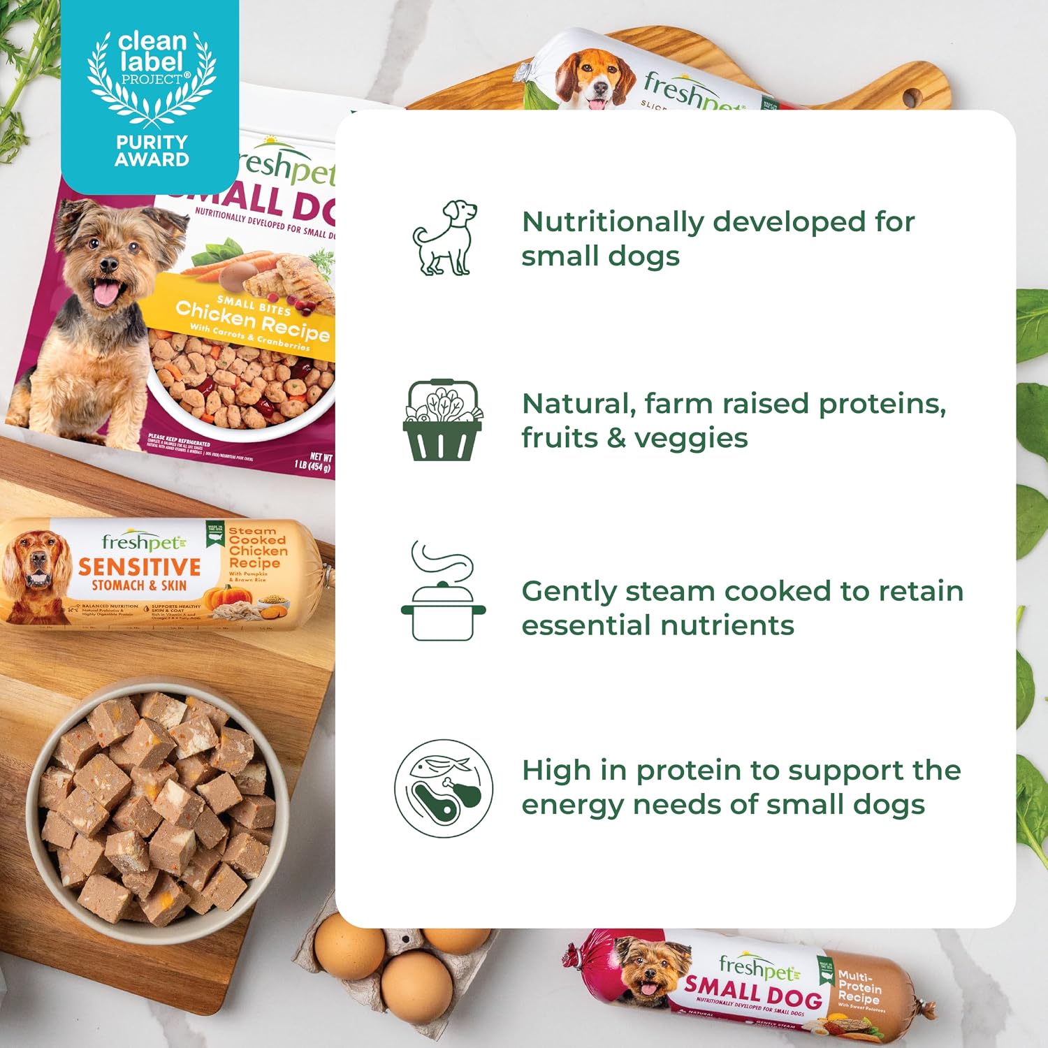 Freshpet healthy natural dog food roll slice and serve format