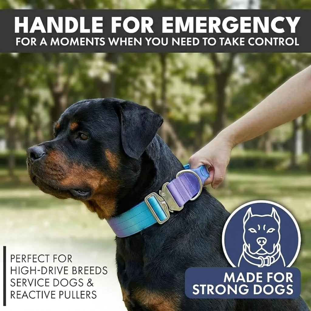 Spark Paws tactical collar showing emergency control handle
