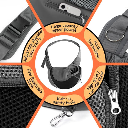 Detail of Yudodo pet sling safety hook and hardware