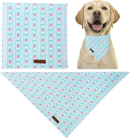 Up Urara Pup strawberry print dog bandana folded as a triangle