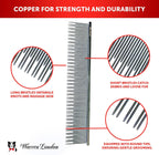 Warren London copper cat comb showing dual tooth design
