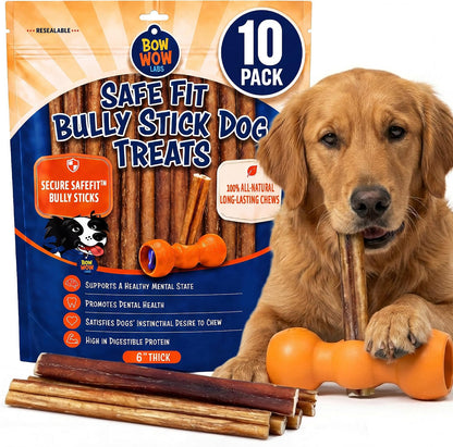 Bow Wow Labs SafeFit(TM) Bully Sticks for Dogs - 100% All Natural Beef Sticks, Grass-Fed, Low Odor, Long Lasting Dog Chews, Dog Chew Treats, Bully Stick for Small, Medium, Large Dogs - 6" Midsize 10 Pack - Image 13
