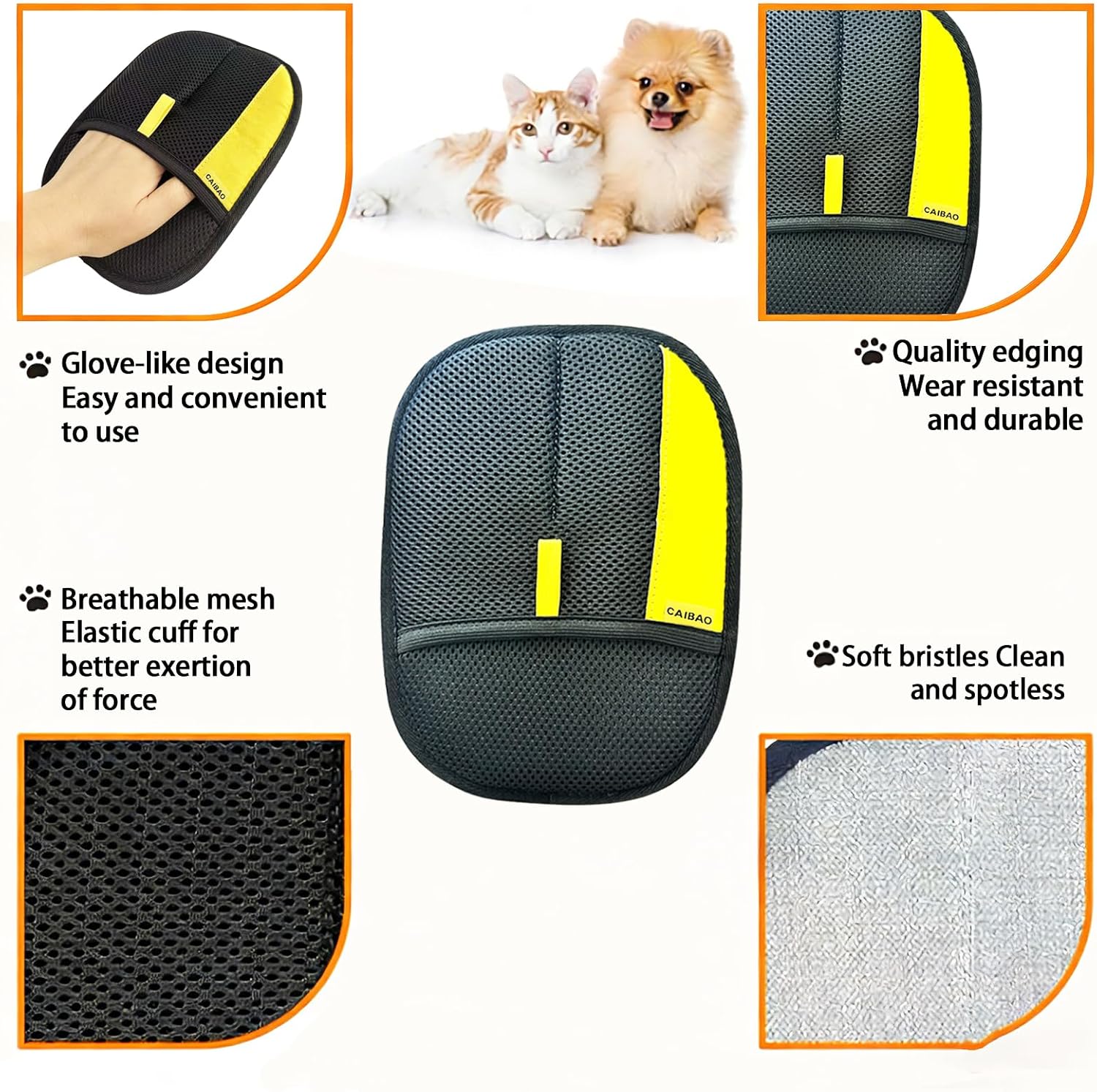 Washable electrostatic pet hair removal mitt for car seats