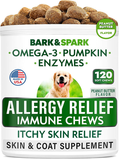 BARK&SPARK Dog Allergy Relief Soft Chews for Skin Health & Seasonal Allergies - Anti-Itch Supplement w/Omega-3, Quercetin & Bromelain Immune Treats for Dry Skin & Hot Spots - Chicken - 120ct - Image 10
