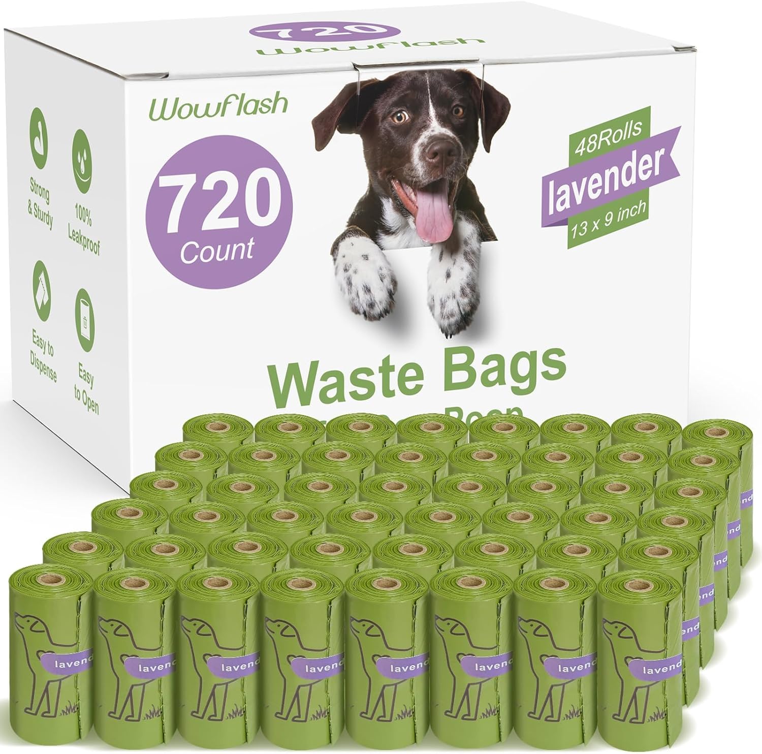 Wowflash heavy duty dog poop bags alternative view highlighting easy tear breakpoint design