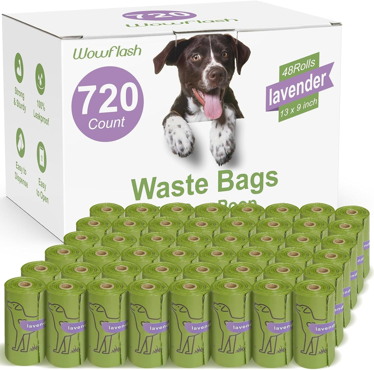 Wowflash heavy duty dog poop bags alternative view highlighting easy tear breakpoint design