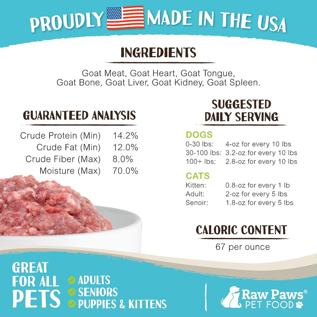 Authentic Raw Paws goat meat pet food 1 pound roll