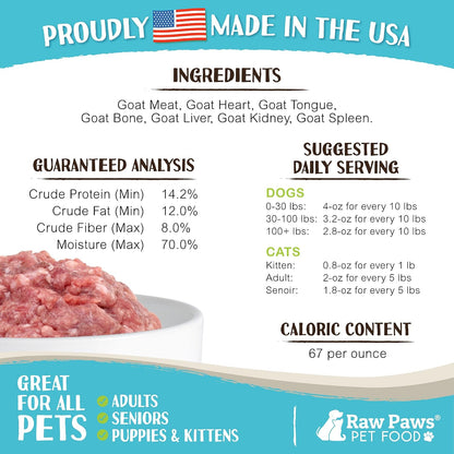 Authentic Raw Paws goat meat pet food 1 pound roll