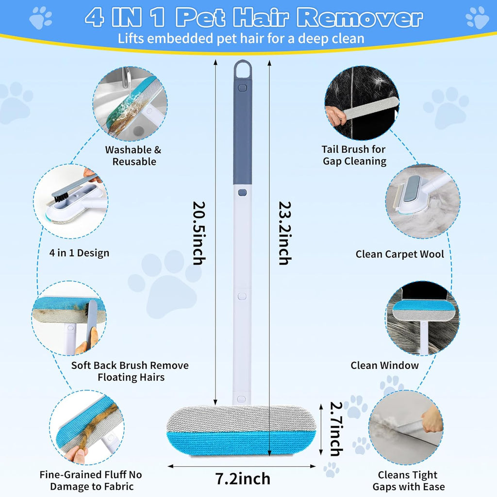 Side view of Qoiuso long handle pet hair remover