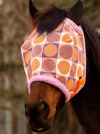 Tackmore Horse Fly Mask Without Ears, Breathable Structured Mesh for Horses, Soft Fleece Edging, UV Protection, Printed Turnout Mask for Pasture-Pink Print M - Image 10