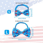 Thirty pack independence day pet bowties showing adjustable buckle straps