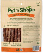 Pet 'n Shape duck wrapped rawhide natural dog treats close up packaging.