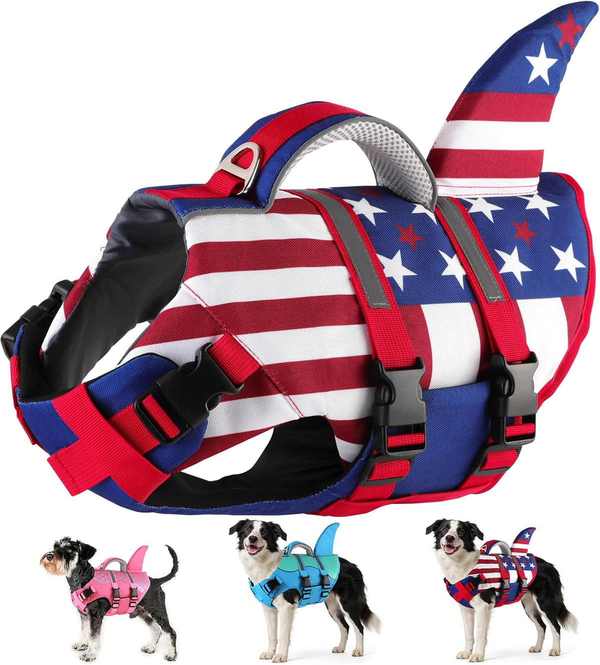 Dogcheer Dog Life Jacket Shark, Neoprene Harness Dog Life Vest with Lift Handle, Reflective Adjustable Pet Swim Float Vest for Small Medium Large Dogs - Pink Scales, S - Image 9