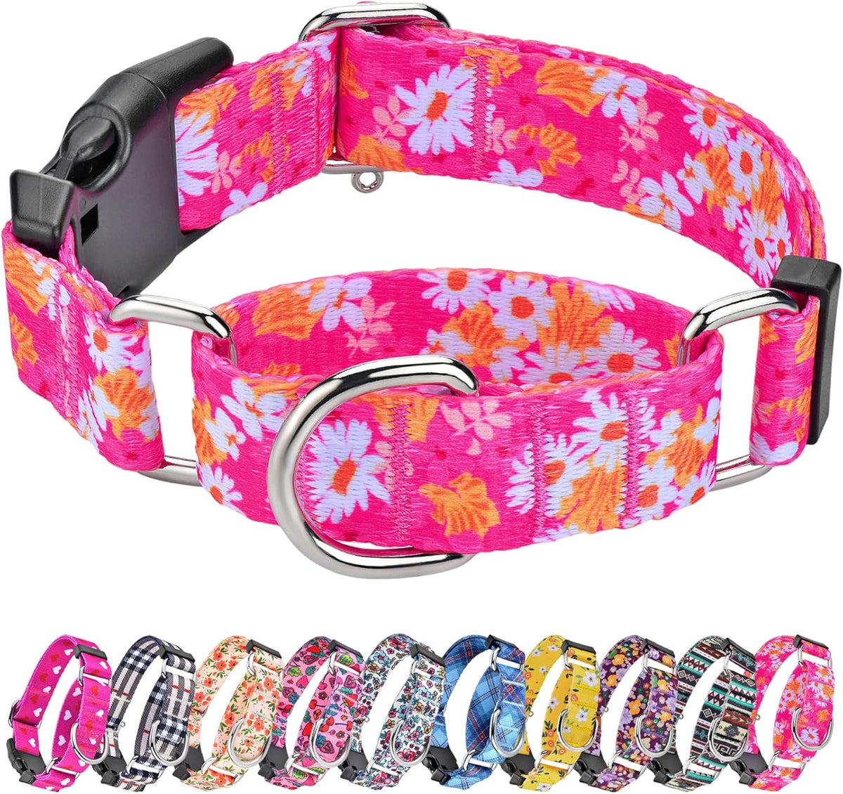 No slip safety dog collar with unique nature inspired print.