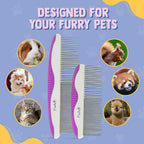 Back angle view of the purple rubber grip handle on the POODLIE professional pet comb