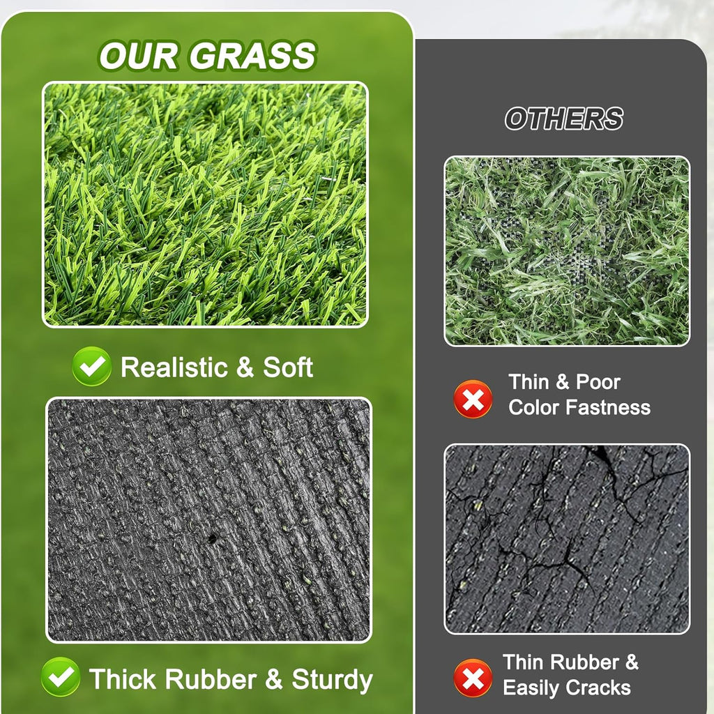 Rear view of dog grass pad showing drainage hole construction