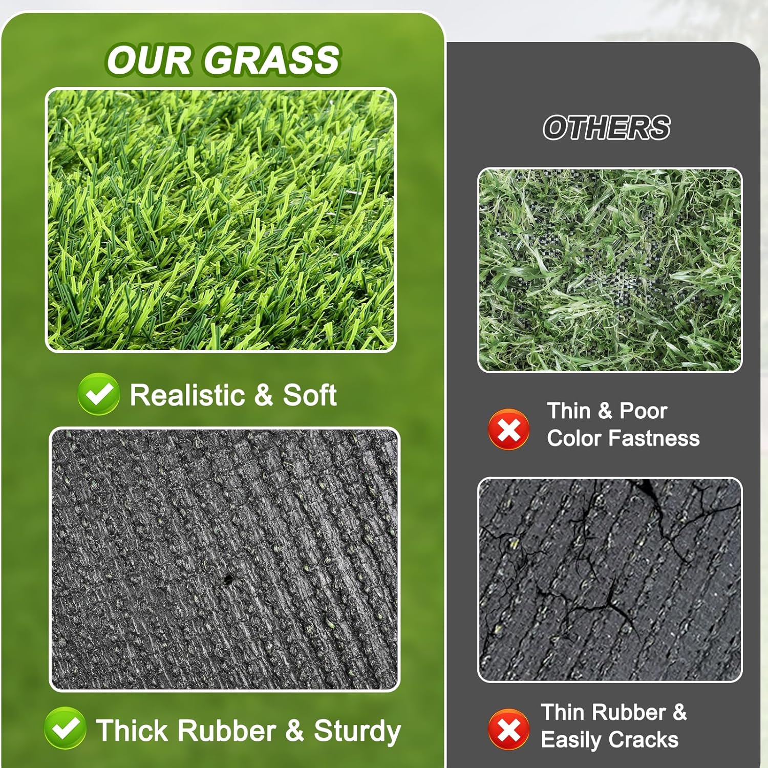 Rear view of dog grass pad showing drainage hole construction