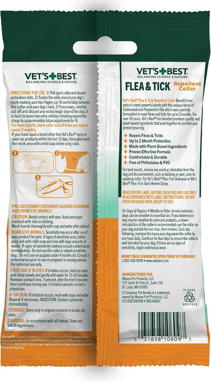 Vet's Best dog flea collar showing plant-based ingredients label