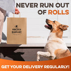Authentic Brutus and Barnaby safe rawhide alternative chews close up.