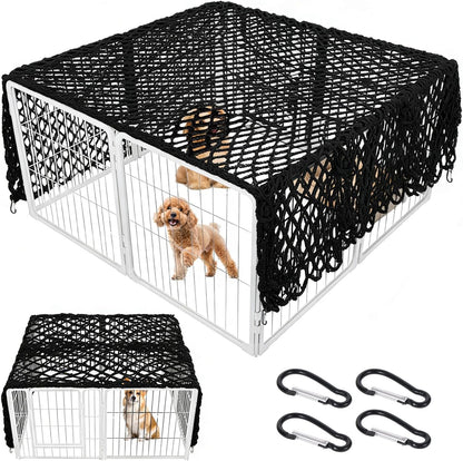 BOUTICOL dog playpen cover net front view on a white pet enclosure